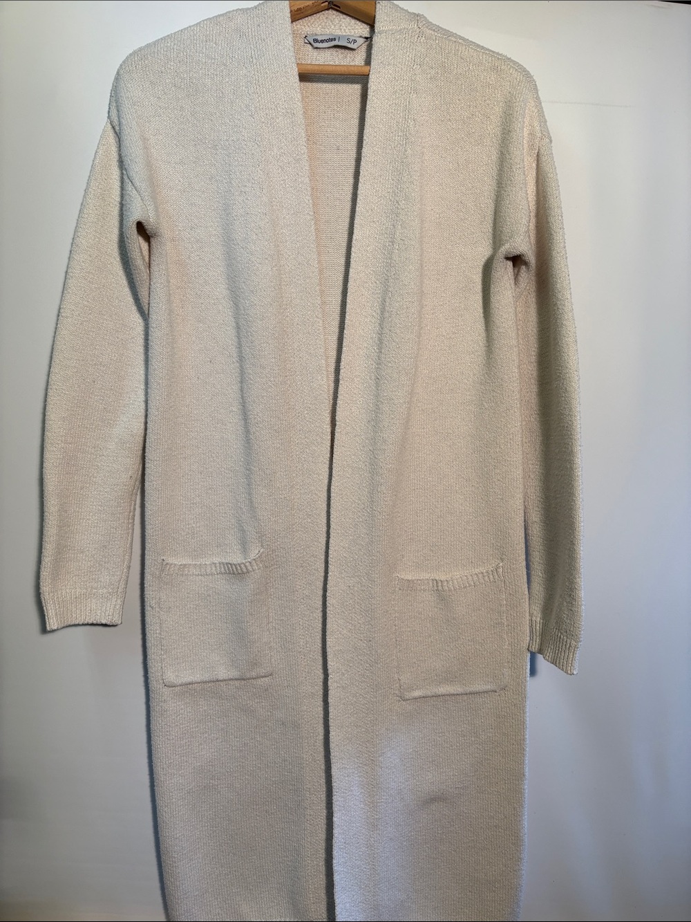Bluenotes Cream Open-Front Long Cardigan